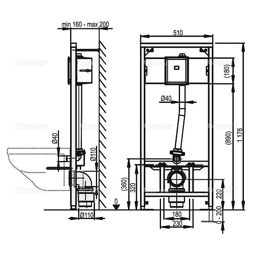 Инсталляция для унитаза Alcaplast A114S/1200 Инсталляция для унитаза Alcaplast A114S/1200