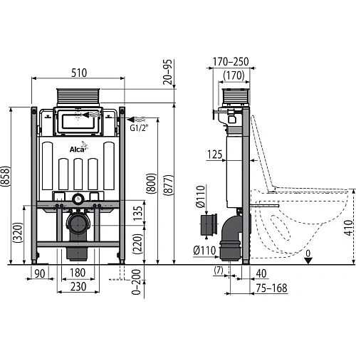 Инсталляция для унитаза Alcaplast AM118/850 Инсталляция для унитаза Alcaplast AM118/850