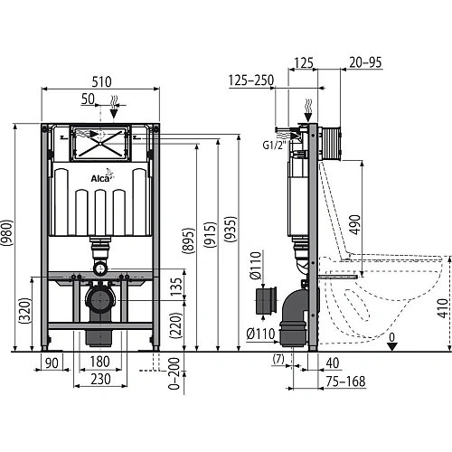 Инсталляция для унитаза AlcaPlast Sadroмodul AM101/1000 98 см Инсталляция для унитаза AlcaPlast Sadroмodul AM101/1000 98 см