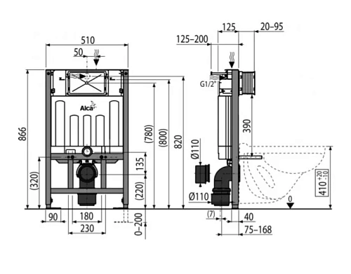 Инсталляция для унитаза AlcaPlast Sadroмodul AM101/850 85 см Инсталляция для унитаза AlcaPlast Sadroмodul AM101/850 85 см