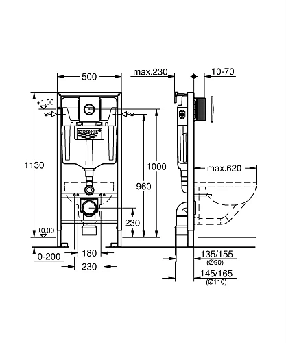 Инсталляция для унитаза GROHE Solido (38832000) 3 в 1, хром Инсталляция для унитаза GROHE Solido (38832000) 3 в 1, хром