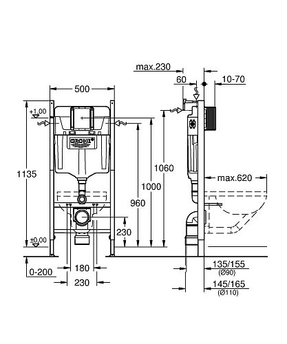 Инсталляция для унитаза GROHE Solido (38939000) 2 в 1 Инсталляция для унитаза GROHE Solido (38939000) 2 в 1
