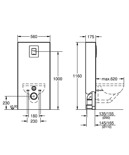 Инсталляция для унитаза GROHE Solido Monobloc(39377LS0) белая луна Инсталляция для унитаза GROHE Solido Monobloc(39377LS0) белая луна