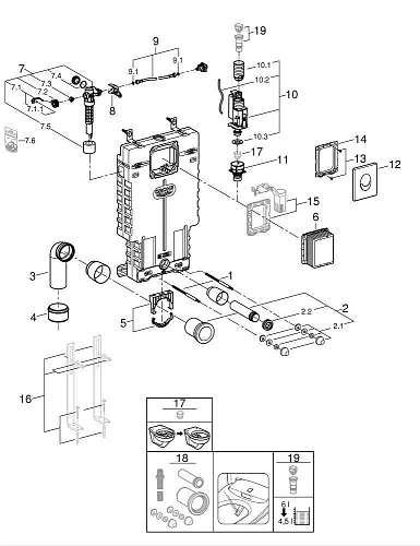 Инсталляция для унитаза GROHE Uniset (38723001) с панелью смыва, хром Инсталляция для унитаза GROHE Uniset (38723001) с панелью смыва, хром