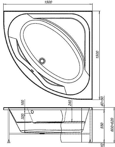 Каркас для ванны Aquanet Vista 150x150 00254382 Каркас для ванны Aquanet Vista 150x150 00254382