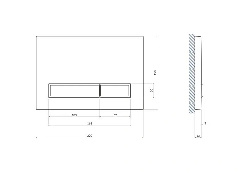 Клавиша смыва Cersanit BLICK (A64078) пластик хром матовый 64078 Клавиша смыва Cersanit BLICK (A64078) пластик хром матовый 64078