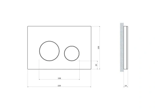 Клавиша смыва Cersanit TWINS (A64117) стекло черный 64117 Клавиша смыва Cersanit TWINS (A64117) стекло черный 64117