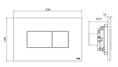Клавиша смыва OLI KARISMA 641017 пневматическая двухрежимная, черный soft-touch, хром глянцевый Клавиша смыва OLI KARISMA 641017 пневматическая двухрежимная, черный soft-touch, хром глянцевый