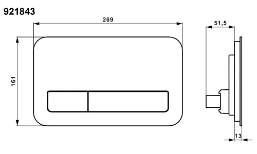 Клавиша смыва Villeroy & Boch ViConnect 921843RB (9218 43 RB) с подсветкой, стекло, черный глянцевый Клавиша смыва Villeroy & Boch ViConnect 921843RB (9218 43 RB) с подсветкой, стекло, черный глянцевый