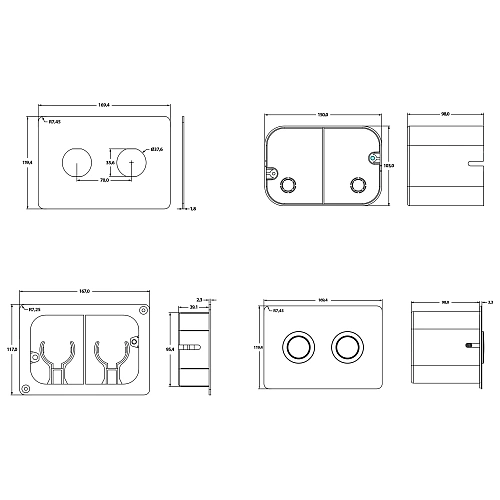 Клавиша смыва для пневматической инсталляции Point Венера, установка в стену, черный/хром, PN44072BC Клавиша смыва для пневматической инсталляции Point Венера, установка в стену, черный/хром, PN44072BC