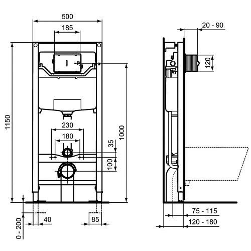 Комплект 3 в 1 Ideal Standard E212101 инсталляция PROSYS с подвесным унитазом CONNECT AIR AquaBlade Комплект 3 в 1 Ideal Standard E212101 инсталляция PROSYS с подвесным унитазом CONNECT AIR AquaBlade