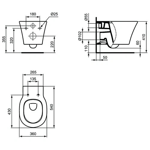 Комплект 3 в 1 Ideal Standard E212101 инсталляция PROSYS с подвесным унитазом CONNECT AIR AquaBlade Комплект 3 в 1 Ideal Standard E212101 инсталляция PROSYS с подвесным унитазом CONNECT AIR AquaBlade