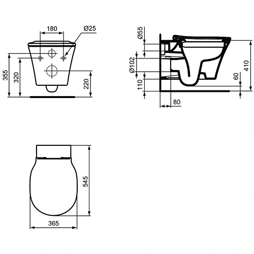 Комплект 3 в 1 Ideal Standard K819501PA15 инсталляция PROSYS с подвесным унитазом CONNECT AIR Rimles Комплект 3 в 1 Ideal Standard K819501PA15 инсталляция PROSYS с подвесным унитазом CONNECT AIR Rimles
