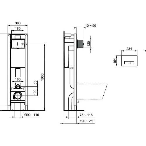 Комплект 3 в 1 Ideal Standard W220101 инсталляция PROSYS с подвесным унитазом и с сиденьем CONNECT E Комплект 3 в 1 Ideal Standard W220101 инсталляция PROSYS с подвесным унитазом и с сиденьем CONNECT E
