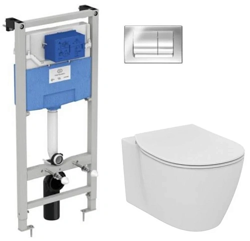 Комплект 4 в 1 Ideal Standard E212701 с подвесным унитазом CONNECT AquaBlade E047901, сиденьем CONNE Комплект 4 в 1 Ideal Standard E212701 с подвесным унитазом CONNECT AquaBlade E047901, сиденьем CONNE