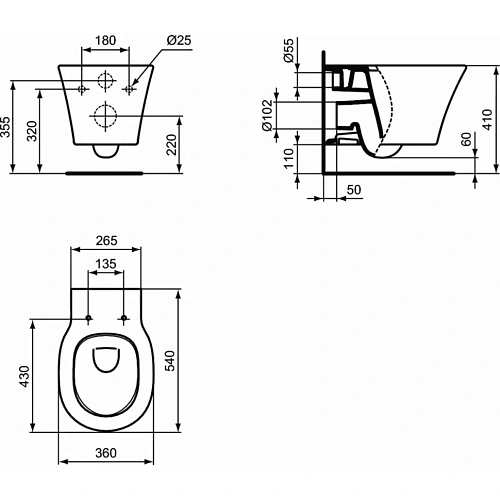 Комплект 4 в 1 Ideal Standard P212101 с подвесным унитазом CONNECT AIR AquaBlade E005401, сидением E Комплект 4 в 1 Ideal Standard P212101 с подвесным унитазом CONNECT AIR AquaBlade E005401, сидением E