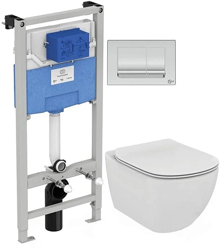 Комплект 4 в 1 Ideal Standard T387201 с подвесным унитазом TESI AquaBlade T007901, сиденьем TESI T35 Комплект 4 в 1 Ideal Standard T387201 с подвесным унитазом TESI AquaBlade T007901, сиденьем TESI T35