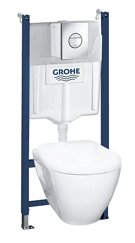 Комплект 5-в-1 GROHE Solido: Унитаз подвесной с сиденьем и крышкой + система инсталляции с панелью с 38950000 Комплект 5-в-1 GROHE Solido: Унитаз подвесной с сиденьем и крышкой + система инсталляции с панелью с 38950000