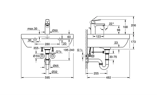 Комплект GROHE Euro Ceramic: раковина, смеситель, угловые вентили и сифон (39642KW0) Комплект GROHE Euro Ceramic: раковина, смеситель, угловые вентили и сифон (39642KW0)