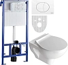 Комплект STWORKI Хедмарк Унитаз подвесной 3510 безободковый с микролифтом + Система инсталляции для 588936