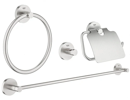 Комплект аксессуаров GROHE Essentials (4 предмета), суперсталь (40776DC1) Комплект аксессуаров GROHE Essentials (4 предмета), суперсталь (40776DC1)