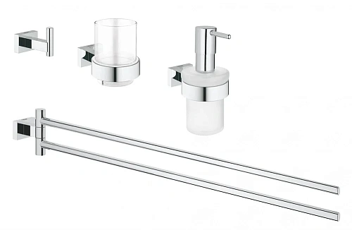 Комплект аксессуаров GROHE Essentials Cube 4 в 1, хром (40847001) Комплект аксессуаров GROHE Essentials Cube 4 в 1, хром (40847001)