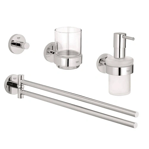 Комплект аксессуаров GROHE Essentials New 4 в 1, хром (40846001) Комплект аксессуаров GROHE Essentials New 4 в 1, хром (40846001)