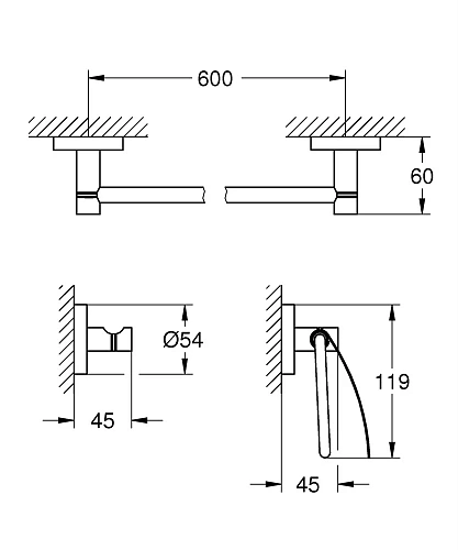Комплект аксессуаров GROHE Essentials, никель матовый (40775EN1) Комплект аксессуаров GROHE Essentials, никель матовый (40775EN1)