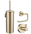 Комплект аксессуаров Wonzon & Woghand брашированное золото (WW-8100-G) из 3 предметов (крючок, держатель для бумаги, ершик) Комплект аксессуаров Wonzon & Woghand брашированное золото (WW-8100-G) из 3 предметов (крючок, держатель для бумаги, ершик)