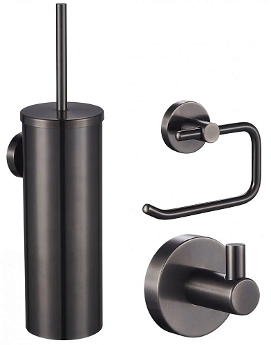 Комплект аксессуаров Wonzon & Woghand темный графит (WW-8100-GM) из 3 предметов (крючок, держатель для бумаги, ершик) Комплект аксессуаров Wonzon & Woghand темный графит (WW-8100-GM) из 3 предметов (крючок, держатель для бумаги, ершик)