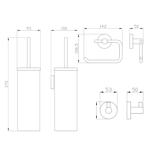 Комплект аксессуаров Wonzon & Woghand хром (WW-8100-CR) из 3 предметов (крючок, держатель для бумаги, ершик) Комплект аксессуаров Wonzon & Woghand хром (WW-8100-CR) из 3 предметов (крючок, держатель для бумаги, ершик)