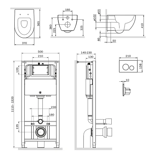 Комплект инсталляции AM.PM Awe IS49051.111700 с унитазом, сиденьем микролифт и клавишей черный матовый Комплект инсталляции AM.PM Awe IS49051.111700 с унитазом, сиденьем микролифт и клавишей черный матовый