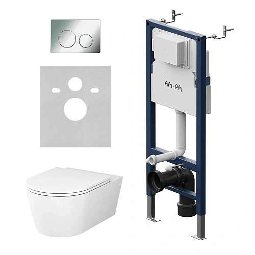 Комплект инсталляции AM.PM Func IS90151.8F1701 с унитазом FlashСlean с сиденьем микролифт и клавишей хром Комплект инсталляции AM.PM Func IS90151.8F1701 с унитазом FlashСlean с сиденьем микролифт и клавишей хром