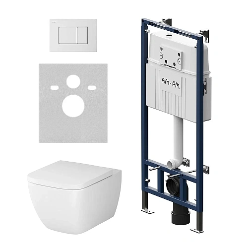 Комплект инсталляции AM.PM Gem IS100201.901701 с унитазом FlashСlean с сиденьем микролифт и клавишей белый Комплект инсталляции AM.PM Gem IS100201.901701 с унитазом FlashСlean с сиденьем микролифт и клавишей белый