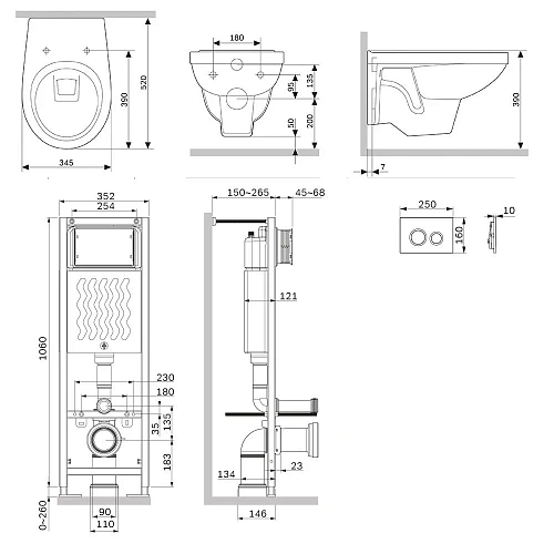 Комплект инсталляции AM.PM Jupiter IS110151.DX77C1738 с унитазом с сиденьем микролиф и клавишей черный Комплект инсталляции AM.PM Jupiter IS110151.DX77C1738 с унитазом с сиденьем микролиф и клавишей черный