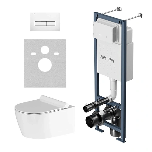Комплект инсталляции AM.PM Jupiter IS110301.DX77C1700 с унитазом Jupiter, сиденье микролифт, шумоизоляцией, клавишей белой Комплект инсталляции AM.PM Jupiter IS110301.DX77C1700 с унитазом Jupiter, сиденье микролифт, шумоизоляцией, клавишей белой