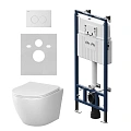 Комплект инсталляции AM.PM Like IS100101.801900 с унитазом Aquaspin, сиденьем микролифт и клавишей белый Комплект инсталляции AM.PM Like IS100101.801900 с унитазом Aquaspin, сиденьем микролифт и клавишей белый