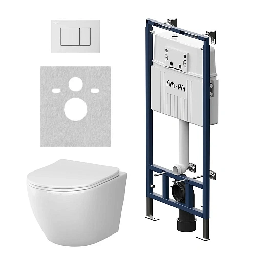 Комплект инсталляции AM.PM Like IS100201.801900 с унитазом Aquaspin, сиденьем микролифт и клавишей белый Комплект инсталляции AM.PM Like IS100201.801900 с унитазом Aquaspin, сиденьем микролифт и клавишей белый