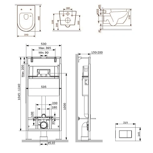Комплект инсталляции AM.PM Like IS100251.801900 с унитазом Aquaspin, сиденьем микролифт и клавишей хром Комплект инсталляции AM.PM Like IS100251.801900 с унитазом Aquaspin, сиденьем микролифт и клавишей хром