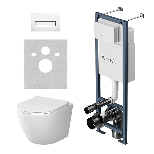 Комплект инсталляции AM.PM Like IS110301.801900 с унитазом Aquaspin с сиденьем микролифт и клавишей белый Комплект инсталляции AM.PM Like IS110301.801900 с унитазом Aquaspin с сиденьем микролифт и клавишей белый