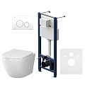 Комплект инсталляции AM.PM Like IS49001.801900 с унитазом Aquaspin, сиденьем микролифт и клавишей белый Комплект инсталляции AM.PM Like IS49001.801900 с унитазом Aquaspin, сиденьем микролифт и клавишей белый