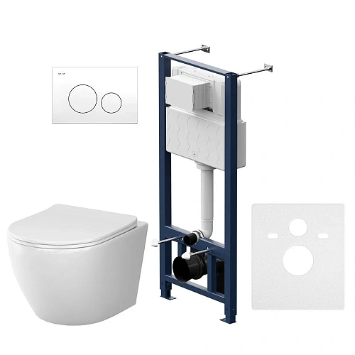 Комплект инсталляции AM.PM Like IS49001.801900 с унитазом Aquaspin, сиденьем микролифт и клавишей белый Комплект инсталляции AM.PM Like IS49001.801900 с унитазом Aquaspin, сиденьем микролифт и клавишей белый