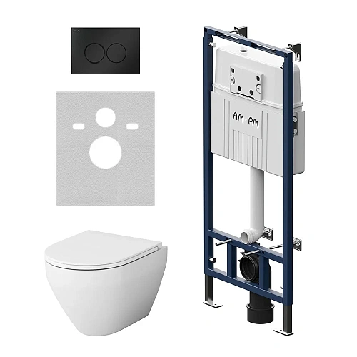 Комплект инсталляции AM.PM Spirit V2.0 IS100138.701700 с унитазом FlashСlean с сиденьем микролифт и клавишей хром Комплект инсталляции AM.PM Spirit V2.0 IS100138.701700 с унитазом FlashСlean с сиденьем микролифт и клавишей хром