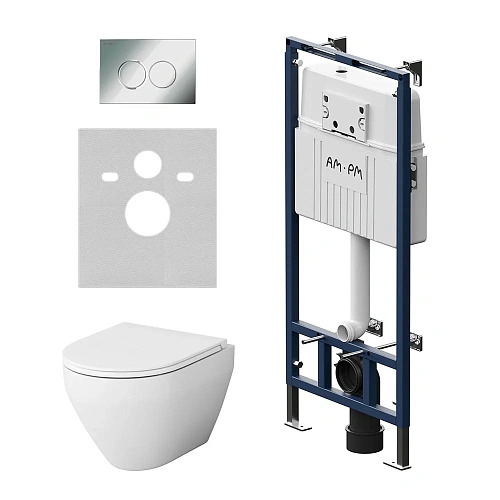 Комплект инсталляции AM.PM Spirit V2.0 IS100151.701700 с унитазом FlashСlean с сиденьем микролифт и клавишей белый Комплект инсталляции AM.PM Spirit V2.0 IS100151.701700 с унитазом FlashСlean с сиденьем микролифт и клавишей белый