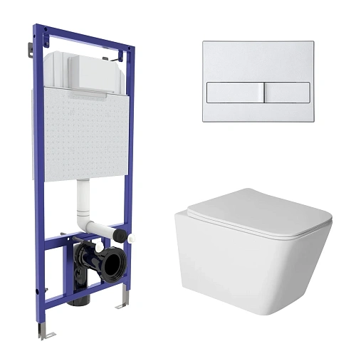 Комплект инсталляции BERGES NOVUM с клавишей смыва L2 матовый хром, унитазом SIGMA Rimless 52 см и сиденьем микролифт, быстросъём 043398 Комплект инсталляции BERGES NOVUM с клавишей смыва L2 матовый хром, унитазом SIGMA Rimless 52 см и сиденьем микролифт, быстросъём 043398