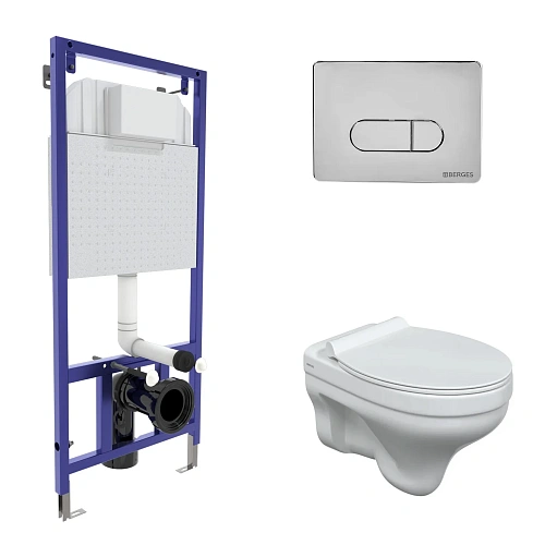 Комплект инсталляции BERGES NOVUM, с клавишей смыва D3 глянцевый хром, унитазом ALBIT S и сиденьем Top Slim SO 042437 Комплект инсталляции BERGES NOVUM, с клавишей смыва D3 глянцевый хром, унитазом ALBIT S и сиденьем Top Slim SO 042437