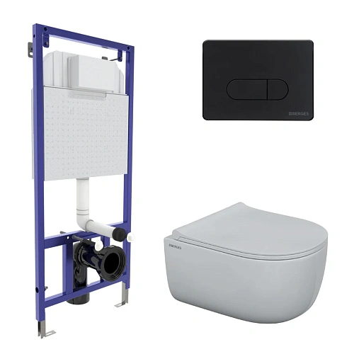 Комплект инсталляции BERGES NOVUM525, с клавишей смыва D5 Soft Touch черная, унитазом EGO Rimless и сиденьем Toma Slim SO 047235 Комплект инсталляции BERGES NOVUM525, с клавишей смыва D5 Soft Touch черная, унитазом EGO Rimless и сиденьем Toma Slim SO 047235