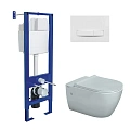 Комплект инсталляции BERGES АТОМ 410 с клавишей смыва Atom Line белая, унитазом MASCON Rimless и сиденьем микролифт, быстросъём 043352 Комплект инсталляции BERGES АТОМ 410 с клавишей смыва Atom Line белая, унитазом MASCON Rimless и сиденьем микролифт, быстросъём 043352