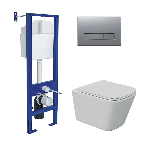 Комплект инсталляции BERGES АТОМ 410 с клавишей смыва Atom Line матовый хром, унитазом FLOE S Rimless 51 см и сиденьем Floe S Slim SO, микролифт, быстросъём 043347 Комплект инсталляции BERGES АТОМ 410 с клавишей смыва Atom Line матовый хром, унитазом FLOE S Rimless 51 см и сиденьем Floe S Slim SO, микролифт, быстросъём 043347