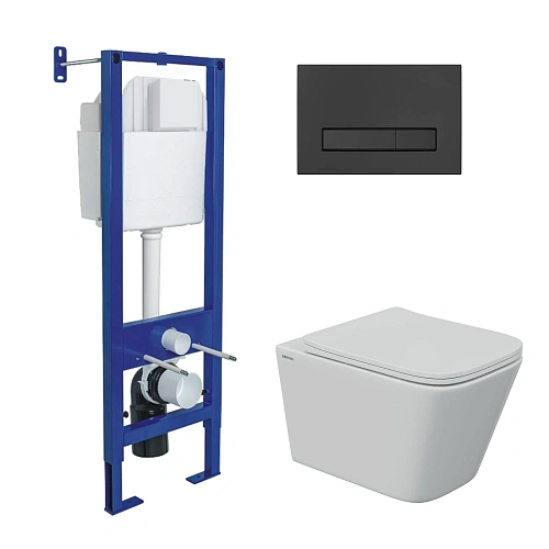 Комплект инсталляции BERGES АТОМ 410 с клавишей смыва Atom Line черная Soft Touch, унитазом FLOE S Rimless 51 см и сиденьем Floe S Slim SO, микролифт, быстросъём 043345 Комплект инсталляции BERGES АТОМ 410 с клавишей смыва Atom Line черная Soft Touch, унитазом FLOE S Rimless 51 см и сиденьем Floe S Slim SO, микролифт, быстросъём 043345